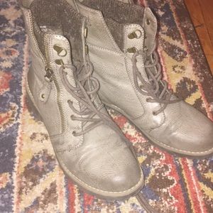 Gray combat boots